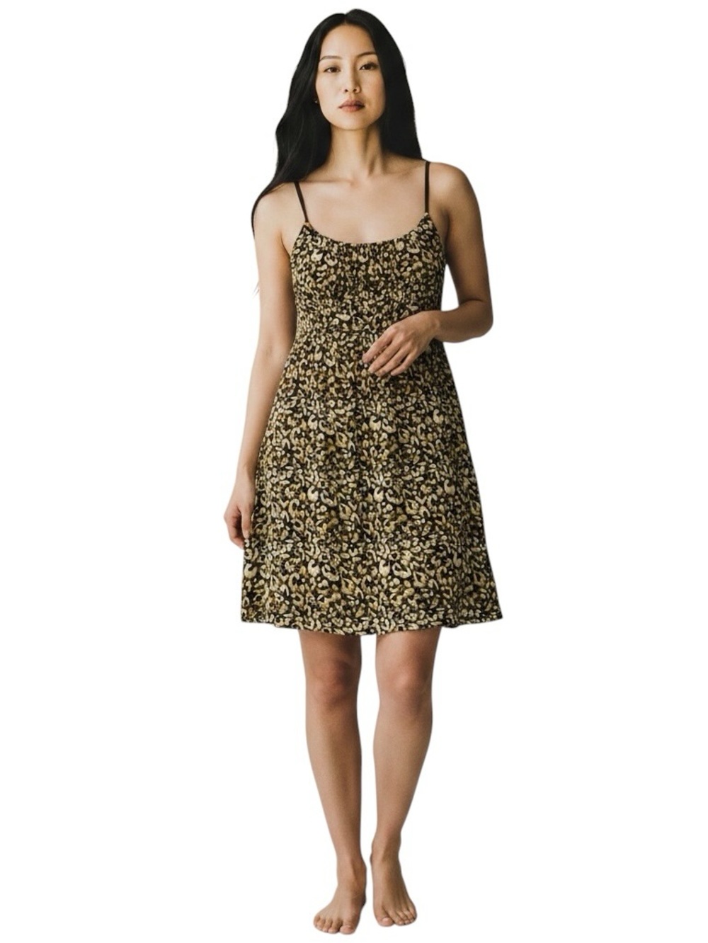Allison Brittney Animal Print Back Tie Waist Adjustable Straps Dress Size 1X